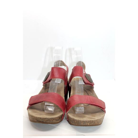 Abeo 'Una' Red Leather Wedge Heel Sandals sz 9M - Picture 2 of 5